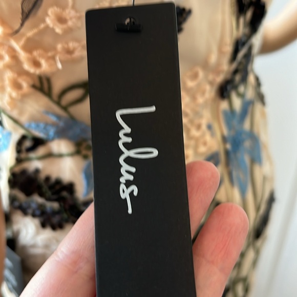 NWT Lulu’s formal beaded sequin evening dress S cream embroidered overlay sexy - Picture 12 of 15